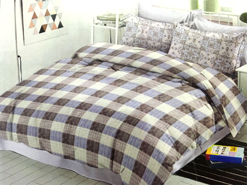 Small Grey Blue And White Checks Cotton Bedsheet